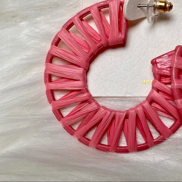 Amrita Singh pink straw hoop earrings - Picture 2 of 2
